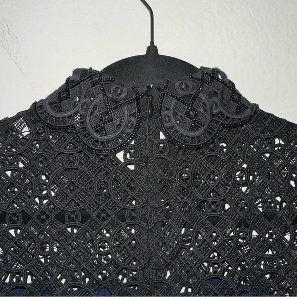 Sandro Iberia Embellished Lace Inset
Dress In Deep Navy SZ EU 36, US 4, S - Picture 9 of 11